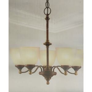 Chandelier Bristol 5-Light Nutmeg Bronze Chandelier with Tea-Stained Glass Shade